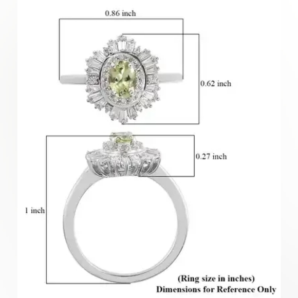 Natural Chrysoberyl and White Zircon Ring in Platinum Over Sterling Silver - Picture 5 of 6